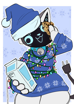 animal_ears anthro bell bell_collar christmas_clothing christmas_decorations christmas_headwear christmas_lights christmas_sweater christmas_topwear clothed clothed_male clothing collar cookie dial electrical_plug_tail feline_ears food hat headgear headwear holidays machine male milk santa_hat screen screen_face simple_background solo sweater topwear white_body anormalzombie corruptedcryptid christmas chip_(ch1p_set_ad) domestic_cat felid feline felis mammal robot robot_anthro colored_sketch digital_drawing_(artwork) digital_media_(artwork) hi_res sketch
