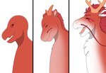 absorption_vore eyes_closed fur horn looking_pleasured mane multicolored_body open_mouth red_body side_view smile solo transformation vore fg2000 mythology dragon eastern_dragon furred_dragon furred_scalie goo_creature mythological_creature mythological_scalie scalie