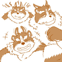 3_eyes anthro belly biceps blush flexing grin male multi_ear multi_eye musclegut muscular neck_tuft pecs shirtless smile solo tuft tusks moku_nameko lifewonders tokyo_afterschool_summoners tsathoggua_(tas) 1:1 hi_res multiple_images