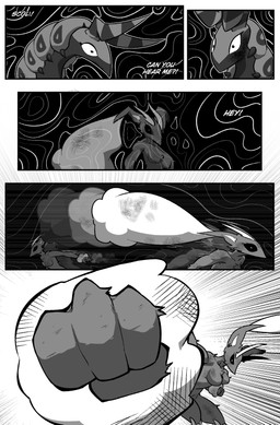 afterimage ambiguous_feral ambiguous_gender anthro biped black_sclera breasts bunny_costume clothed clothed_feral clothing costume dialogue dizzy duo featureless_breasts female female_anthro feral fight first_person_view fist foreshortening offscreen_character punch quadruped text wounded cuchuflin nintendo pokemon generation_4_pokemon generation_5_pokemon lopunny pokemon_(species) scolipede 2026 absurd_res comic digital_drawing_(artwork) digital_media_(artwork) english_text greyscale hi_res monochrome male_(lore)