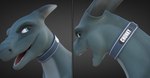 collar feral gradient_background grey_background horn male multiple_angles open_mouth simple_background solo tasuric mythology chonky_(tasuric) dragon mythological_creature mythological_scalie scalie 2021 3d_(artwork) digital_media_(artwork) hi_res