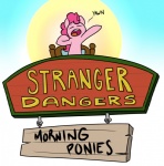 2014 earth_pony english_text equid equine eyes_closed female friendship_is_magic fur hair hasbro horse mammal my_little_pony open_mouth pink_body pink_fur pink_hair pinkie_pie_(mlp) pony sign solo strangerdanger sun text yawn