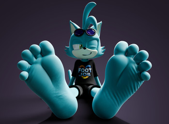 anthro barefoot blue_body feet foot_fetish foot_focus humanoid_feet male plantigrade sitting soles solo feetymcfoot sega sonic_the_hedgehog_(series) fan_character leo_(feetymcfoot) felid feline mammal 3d_(artwork) absurd_res digital_media_(artwork) hi_res