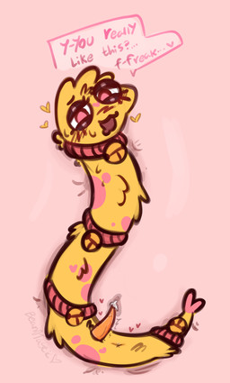 anus aroused bell bell_collar blush bodily_fluids collar degradation eyelashes feral fluffy genital_fluids genitals heart_symbol lying male penis precum slit_penis solo tail_anus toony bean0tastic bean0worm_(bean0tastic) worm hi_res tagme