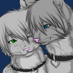 ambiguous_gender anthro blue_eyes cat collar duo feline freckles fur green_eyes grey_fur kidakat low_res mammal romantic_couple soundsky stripes vergial

Rating: Safe
Score: 3
User: Kida
Date: September 21, 2013