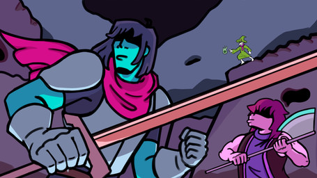 anthro armor axe clothing female gauntlets gloves group handwear male melee_weapon sword trio weapon shock_trooper_(artist) deltarune undertale_(series) kris_dreemurr ralsei susie_(deltarune) human mammal hi_res