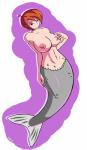 areola big_breasts breasts female hair nipples orange_hair simple_background solo split_form neayix marine merfolk absurd_res hi_res