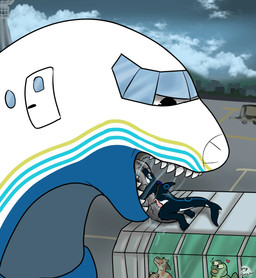 aircraft airport anthro anthro_pred anthro_prey black_body blue_lines dolphin_tail duo erection in_mouth machine male male/male oral_vore vehicle vore flippin-rad oan_(ghostofyourdad) aquatic cetacean dolphin living_aircraft living_machine living_vehicle mammal oceanic_dolphin orca toothed_whale 2026 hi_res