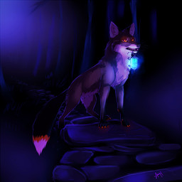 ambiguous_gender claws dark dipstick_tail feral fur inner_ear_fluff lamp lantern light markings mouth_hold night quadruped solo tail tail_markings tuft skeleion firefox_breed canid canine fox mammal 1:1 2011 cool_colors digital_media_(artwork) lighting shaded