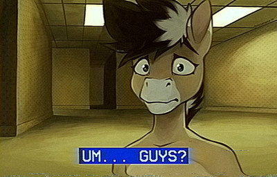 anthro male scared solo marsminer the_backrooms vhs keith_(marsminer) equid equine horse mammal