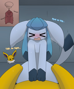 >_< blue_body blue_eyes blush bodily_fluids butt butt_grab cervix color_coded_text cowgirl_position crystal duo ears_down eyes_closed feet female female_feral female_on_top female_penetrated feral feral_on_feral feral_penetrated feral_penetrating feral_penetrating_feral feral_pov first_person_view from_front_position fur fur_markings genitals hand_on_butt hands_on_hips internal internal_vaginal looking_at_viewer male male/female male_feral male_on_bottom male_penetrating male_penetrating_female male_pov markings offscreen_male on_bottom on_top penetrating_pov penetration penile penile_penetration penis penis_in_vagina pivoted_ears purple_eyes reaction_shot sex smile straddling sweat sweatdrop tail text thrusting toes uterus vaginal vaginal_penetration vulva x-ray_view yellow_body eeveedream_(artist) eeveelution_squad nintendo pokemon lazuli_(eeveelution_squad) speed_(eeveelution_squad) canid canine eeveelution generation_1_pokemon generation_4_pokemon glaceon jolteon mammal pokemon_(species) absurd_res english_text hi_res