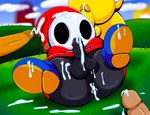 anus black_body black_skin bodily_fluids bottomless butt clothed clothing cum cum_in_ass cum_inside cum_on_self cumshot ejaculation genital_fluids genitals grass group male offscreen_character penis plant short small_penis spread_legs spreading toony tepigfan101 mario_bros nintendo goomba hammer_bro koopa koopa_troopa scalie shyguy absurd_res hi_res