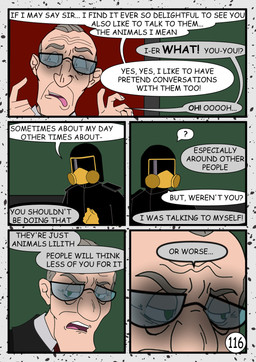 black_clothing black_jacket black_suit black_topwear clothing dialogue duo elderly_male eyewear female glasses gloves green_eyes grey_hair hair handwear jacket light_body light_skin male not_furry radiation_suit speech_bubble suit text topwear yellow_clothing yellow_gloves yellow_handwear redundantmodule 101_dalmatian_street 101_dalmatians disney alfred_bright lilith_(101_dalmatians) human mammal comic english_text hi_res