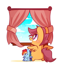 2013 blue_fur blush chibi chubby cub curtains cute cutie_mark equine female feral friendship_is_magic fur hair horse inside lifeloser long_hair multi-colored_hair my_little_pony open_mouth orange_fur pegasus plushie pony purple_eyes purple_hair rainbow_dash_(mlp) rainbow_hair scootaloo_(mlp) sitting smile snow snowing standing toy window wings young
Rating: Safe
Score: 14
User: Deatron
Date: December 01, 2013