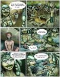 2011 amphibian anthro border breasts clothed clothing comic dialogue english_text female frog group hair human male mammal markie size_difference speech_bubble text white_border