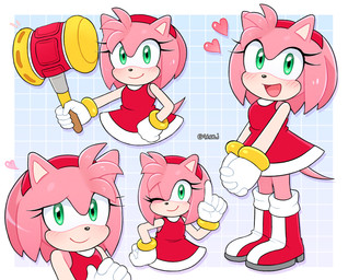 5_fingers accessory anthro biped black_nose blush boots border clothed clothing dress eyelashes female fingers footwear fur gloves hair_accessory hairband handwear heart_symbol looking_at_viewer pattern_background piko_piko_hammer pink_body pink_fur pink_tail red_clothing red_dress shoes simple_background smile solo tail text thin_thighs white_border 4622j sega sonic_the_hedgehog_(series) amy_rose eulipotyphlan hedgehog mammal 2023 artist_name hi_res