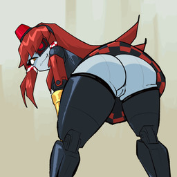 :3 ass_up bent_over bottomless bottomwear butt butt_focus clothed clothing female genitals humanoidized machine no_underwear one_fang presenting presenting_hindquarters shaking_butt simple_background skirt solo tan_background twerking upskirt vulva nichewaifu team_fortress_2 valve valve_corporation mimi_sentry sentry_gun_(team_fortress_2) humanoid robot robot_humanoid 1:1 animated loop