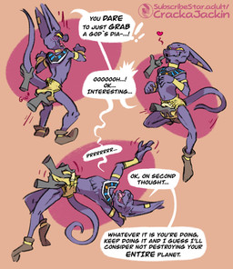 abstract_background anthro biped blush clean_diaper clothed clothing dialogue diaper disembodied_hand duo embarrassed groping_diaper hairless heart_symbol jewelry long_tail male purple_body purring rear_view simple_background solo_focus sound_effects speech_bubble tail text yellow_diaper crackajackin dragon_ball dragon_ball_super subscribestar beerus domestic_cat felid feline felis hairless_cat mammal sphynx_(cat) 2026 digital_media_(artwork) english_text hi_res sequence url