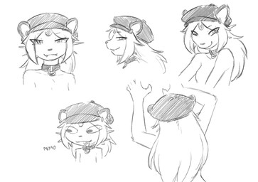 anthro biped breasts clothing female front_view fur hair hat hat_only headgear headgear_only headwear headwear_only looking_at_viewer mostly_nude mostly_nude_anthro mostly_nude_female pokemorph rear_view side_view simple_background smile solo whiskers sealer4258 nintendo pokemon aria_nyaomi_(sealer4258) generation_1_pokemon persian_(pokemon) pokemon_(species) 2025 digital_media_(artwork) hi_res monochrome