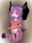 anthro bodily_fluids clothed clothing diaper female genital_fluids head_wings membrane_(anatomy) membranous_wings solo surprise tail unclean_diaper unusual_wing_placement urine used_diaper wearing_diaper wet_diaper wetting white_diaper wings sandypants felid leopard mammal pantherine