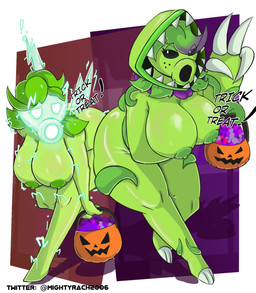 areola big_breasts black_sclera blue_head border breasts bucket candy claws container dessert duo electricity eyelashes female food freckled_face freckles gesture green_areola green_body green_hair green_nipples hair hand_gesture holding_bucket holding_container holding_object holidays leaf leaf_hair looking_at_viewer nipples no_pupils not_furry nude nude_female nude_humanoid plant plant_hair pseudo_hair purple_background purple_hair red_background sharp_teeth simple_background siphon_(anatomy) teeth text thick_thighs v_sign white_border white_eyes mightyrach2006 electronic_arts halloween plants_vs._zombies popcap_games electric_peashooter_(pvz) elemental_creature elemental_humanoid flora_fauna humanoid peashooter_(pvz) plant_humanoid snap_pea_(pvz) 2025 artist_name cel_shading colored digital_media_(artwork) hi_res shaded