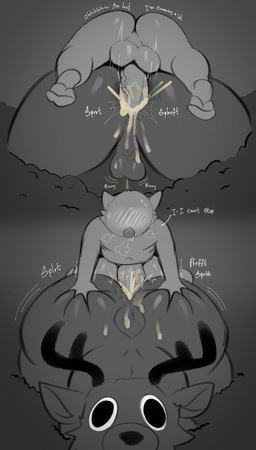 anal anal_penetration anthro antlers balls big_butt bodily_fluids bouncing_balls breath butt cum cum_in_ass cum_inside dialogue duo genital_fluids genitals hand_on_butt horn male male/male moan nude nude_male onomatopoeia open_mouth penetration penile penile_penetration penis_in_ass sex short_tail sound_effects splurt sweat sweatdrop sweaty_head tail text white_text epic_derzito 99_nights_in_the_forest roblox deer_(99_nights_in_the_forest) deer domestic_cat felid feline felis humanoid mammal comic english_text hi_res monochrome