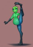 anthro breasts female legs_up markings naked_yoga nude pregnant pregnant_anthro pregnant_female prenatal_yoga raised_leg slim small_breasts solo spots spotted_markings yoga bastiel amphibian frog poison_dart_frog absurd_res hi_res