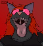 anthro black_clothing black_shirt black_topwear breasts clothing eyewear female mouth_shot nail_teeth open_mouth piercing sharp_teeth shirt solo sunglasses teeth throat tongue tongue_piercing topwear uvula trigger12_(artist) nil_(nihilchalice) absurd_res hi_res