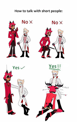 anthro bdsm bondage bound duo face_fucking fellatio horn horn_grab irrumatio male male/male oral penile penis_in_mouth sex text reachahighernoon hazbin_hotel hellaverse how_to_talk_to_short_people alastor_(hazbin_hotel) lucifer_(hazbin_hotel) deer demon humanoid mammal absurd_res english_text hi_res meme