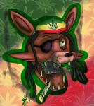 anthro dreadlocks drugs fangs hair machine male marijuana marijuana_leaf plant solo symbol teeth lugiawithglasses five_nights_at_freddy's scottgames foxy_(fnaf) animatronic canid canine fox mammal robot