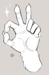 7_claws 7_fingers ambiguous_gender anthro claws fingers gesture hand_gesture ok_sign polydactyly simple_background solo oukaarts canid canine fox mammal hi_res