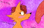 anthro big_penis black_nose blush canid canine canis coyote coyotebass digital_media_(artwork) duo ear_tuft erection excited female fur genitals hair looking_at_genitalia looking_at_penis looking_pleasured male male/female mammal nude open_mouth orange_body orange_fur penis pink_background purple_background red_hair red_penis simple_background solo text tuft xanny_(coyotebass)