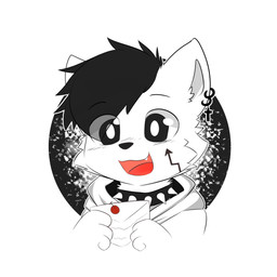 anthro black_eyes black_hair black_nose cheek_tuft clothed clothing collar ear_piercing ear_ring facial_tuft front_view fur glistening glistening_eyes hair hoodie male open_mouth open_smile piercing red_tongue ring_piercing simple_background smile solo spiked_collar spikes tongue topwear tuft unsigned white_body white_clothing white_ears white_fur white_hoodie white_inner_ear white_topwear kewkungzn canid mammal 1:1 bust_portrait hi_res icon portrait