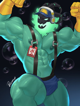 abs anthro biceps bone clothing electronics flexing flexing_bicep flexing_both_biceps gloves green_body green_eyes handwear hat headgear headphones headwear male muscular muscular_anthro muscular_male nipples pecs simple_background skeleton skull skull_head underwear ric_beef_pot league_of_legends riot_games tencent thresh ghost humanoid spirit 3:4 digital_drawing_(artwork) digital_media_(artwork) hi_res
