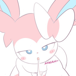 after_kiss ambiguous_gender anthro bedroom_eyes blush bodily_fluids first_person_view fur heart_eyes heart_pupils heart_symbol kissing_pov looking_at_viewer lustful_gaze narrowed_eyes saliva saliva_string seductive simple_background solo sound_effects text white_background white_body white_fur catedging nintendo pokemon eeveelution generation_6_pokemon pokemon_(species) sylveon 1:1 2026 absurd_res digital_drawing_(artwork) digital_media_(artwork) flat_colors hi_res