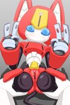 2:3 absurd_res double_v_sign female genitals gesture hand_gesture hi_res humanoid looking_at_viewer machine medabots medabots_(models) peppercat_(medabots) pussy robot robot_humanoid solo spread_legs spreading v_sign vulapa