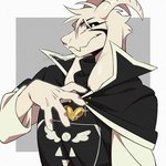 anthro black_sclera clothed clothing do_not_distribute droopy_eyes facial_markings fur head_markings horn jewelry male markings necklace solo white_body white_fur imkn_626 undertale undertale_(series) asriel_dreemurr_(god_form) boss_monster_(undertale) bovid caprine mammal 1:1 absurd_res hi_res