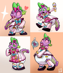 alternative_fashion anthro big_diaper blue_bow bodily_fluids bow_ribbon clothed clothing crossdressing crossdressing_male cum cum_in_clothing cum_in_diaper diaper diaper_fetish dress eyelashes femboy feminization footwear genital_fluids genitals gloves green_eyes green_spikes handwear hypnosis hypnotic_pacifier j-fashion lolita_(fashion) male mind_control object_in_mouth pacifier pacifier_in_mouth penis pink_bow pink_clothing pink_dress purple_body shoes solo sweet_lolita tail unclean_diaper wearing_diaper white_diaper young kastmi friendship_is_magic hasbro my_little_pony mythology spike_(mlp) dragon mythological_creature mythological_scalie scalie 2025 absurd_res digital_drawing_(artwork) digital_media_(artwork) hi_res