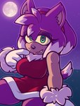 2023 absurd_res accessory amy_rose amy_rose_the_werehog anthro clothing dress eulipotyphlan fangs female fur gloves green_eyes hair_accessory hairband handwear hedgehog hi_res looking_at_viewer mammal moon night pink_body pink_fur sega sitting smile solo sonic_the_hedgehog_(series) stunnerpony teeth were wereeulipotyphlan werehog
