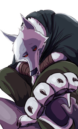 ambiguous_gender anthro bedroom_eyes bodily_fluids bottomwear claws close-up clothed clothing crouching dripping duo facial_markings feet first_person_view fluffy foot_fetish foot_focus foot_grab foot_play fur fuzzy half-closed_eyes head_markings looking_down male markings mask_(marking) narrowed_eyes on_top on_top_of pants pawpads paws poncho red_eyes saliva saliva_drip saliva_on_foot saliva_string sat_on seductive simple_background sitting smile smug step_pose stepped_on white_background white_body white_fur ultimatellurker dreamworks puss_in_boots_(franchise) anon death_(puss_in_boots) canid canine canis human mammal wolf absurd_res hi_res