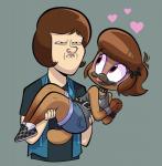 anthro brown_body brown_eyes brown_fur brown_hair clothing duo female fur hair heart_symbol male wide_hips hotdiggedydemon f_is_for_family netflix fan_character itoruna_the_platypus kevin_murphy human mammal monotreme platypus 2018 absurd_res hi_res