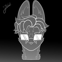 anthro eyewear glasses male silhouette simple_background juwu domestic_cat felid feline felis humanoid mammal serval 1:1 hi_res icon monochrome