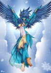 3_toes anthro armband avian_feet barefoot beak biped blue_body blue_feathers blue_fur blue_hair bottomwear breasts clothed clothing cloud feathered_wings feathers feet female flying fur gem gold_(metal) gold_jewelry hair jewelry loincloth long_hair looking_at_viewer midriff navel necklace non-mammal_breasts outside purple_eyes ruby_(gem) silver_(metal) silver_jewelry skimpy sky skyscape slim snowflake solo spread_wings tail tail_feathers talons toes wings alanscampos european_mythology greek_mythology mythology ulla avian mythological_avian mythological_bird mythological_creature mythological_firebird phoenix absurd_res hi_res