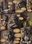 3:4 amon_(rukis) anthro blue_eyes canid canine canis cigarette clothed clothing comic dhaval_(character) dialogue english_text esha_(rukis) felid female fully_clothed green_eyes group isolde_(rukis) jackal male mammal myenia pantherine red_lantern rukis smoking speech_bubble teeth text tiger tongue underwear whiskers