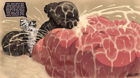 abdominal_bulge age_difference animal_genitalia animal_penis balls big_balls big_penis black_balls black_penis bodily_fluids cum cum_drip cum_inflated_belly cum_inflation cum_inside cum_on_penis cum_pool cum_pouring_out cumshot dripping ejaculation equine_genitalia equine_penis flared_penis genital_fluids genitals huge_balls huge_penis hyper hyper_balls hyper_genitalia hyper_penis inflation male musclegut muscular muscular_male nipples penis profanity size_difference text tyde_turner vein veiny_balls veiny_penis young young_male voidlesky equid equine mammal reptile scalie turtle zebra 16:9 english_text hi_res widescreen