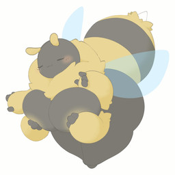 4_arms 4_fingers :3 antennae_(anatomy) anthro areola arthropod_abdomen barefoot biped black_body blush blush_lines breasts closed_smile covering covering_self eyelashes eyes_closed feet female fingers front_view huge_hips huge_thighs insect_wings mouth_closed multi_arm multi_limb multicolored_body neck_tuft non-mammal_breasts nude nude_female simple_background smile solo stinger thick_thighs tuft two_tone_body white_background wide_hips wings yellow_body white_slime_(artist) arthropod bee hymenopteran insect 1:1 2025 digital_drawing_(artwork) digital_media_(artwork) hi_res