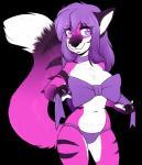 anthro biped breasts clothed clothing collar female fur hair multicolored_body multicolored_fur navel panties pink_body pink_fur purple_eyes purple_hair ribbons simple_background solo standing transparent_background two_tone_body two_tone_fur underwear white_body white_fur zyira selene_leni canid canine fox mammal 2015 alpha_channel digital_media_(artwork) portrait three-quarter_portrait