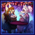 accessory anthro belly beverage big_belly blowing blue_eyes both_pregnant breast_rest breasts candy candy_cane chair cheek_tuft chocolate christmas_decorations christmas_lights cleavage clothed clothing container covered_navel cream_hair cup dessert duo facial_tuft female female/female food fur furniture hair hair_accessory hair_bun hair_sticks happy holding_container holding_cup holding_mug holding_object holidays hot_chocolate inner_ear_fluff looking_at_another looking_down marshmallow maternity_dress mug multi_tail multiple_pregnancies navel on_chair outie_navel outie_navel_through_clothing peppermint_(candy) pink_body pink_fur pink_nose pregnant pregnant_anthro pregnant_female red_hair scarf sitting sitting_on_chair steam sweaterdress table tail tan_body tan_fur teal_eyes tuft peachy-jingle christmas nintendo pokemon emi_(fentastic) sasha_valiski canid canine fennec_fox fox fox_spirit generation_1_pokemon mammal ninetales pokemon_(species) true_fox 2025 hi_res
