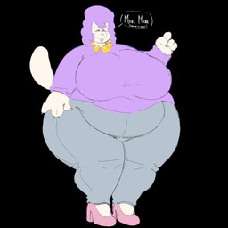 anthro belly big_belly big_breasts breasts clothing collar female footwear high_heels huge_breasts huge_hips huge_thighs looking_at_viewer obese obese_anthro obese_female open_mouth overweight overweight_anthro overweight_female shoes smile smiling_at_viewer solo standing tail thick_thighs white_body wide_hips kunart deltarune undertale_(series) cat_mom_(deltarune) domestic_cat felid feline felis mammal 1:1 hi_res