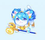 :3 blue_eyes blue_hair cute_fangs eyebrow_through_hair eyebrows fangs female feral feralized fur hair hammer maul pink_nose simple_background solo teeth tools translucent translucent_hair white_body white_fur justduet league_of_legends riot_games tencent poppy_(lol) star_guardian_poppy_(lol) domestic_cat felid feline felis mammal low_res